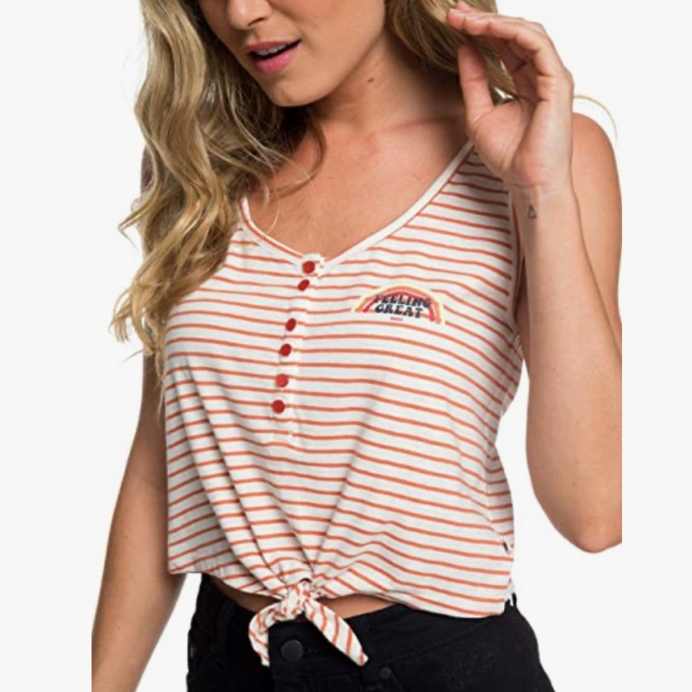 🧡ROXY Sweet Symphony Tie Front Cropped Tank🧡~med